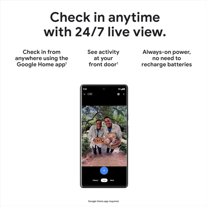 Google Nest Doorbell Wired (2nd gen) - Hardwired video doorbell with Wi-Fi® and two-way talk (Snow)