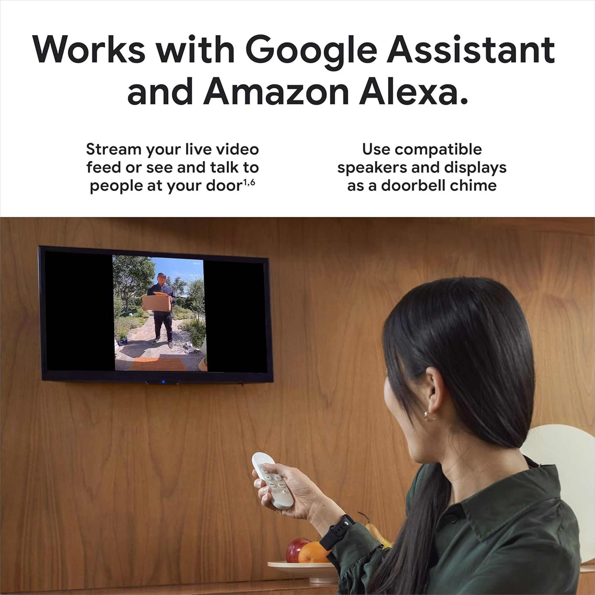 Google Nest Doorbell Wired (2nd gen) - Hardwired video doorbell with Wi-Fi® and two-way talk (Snow)