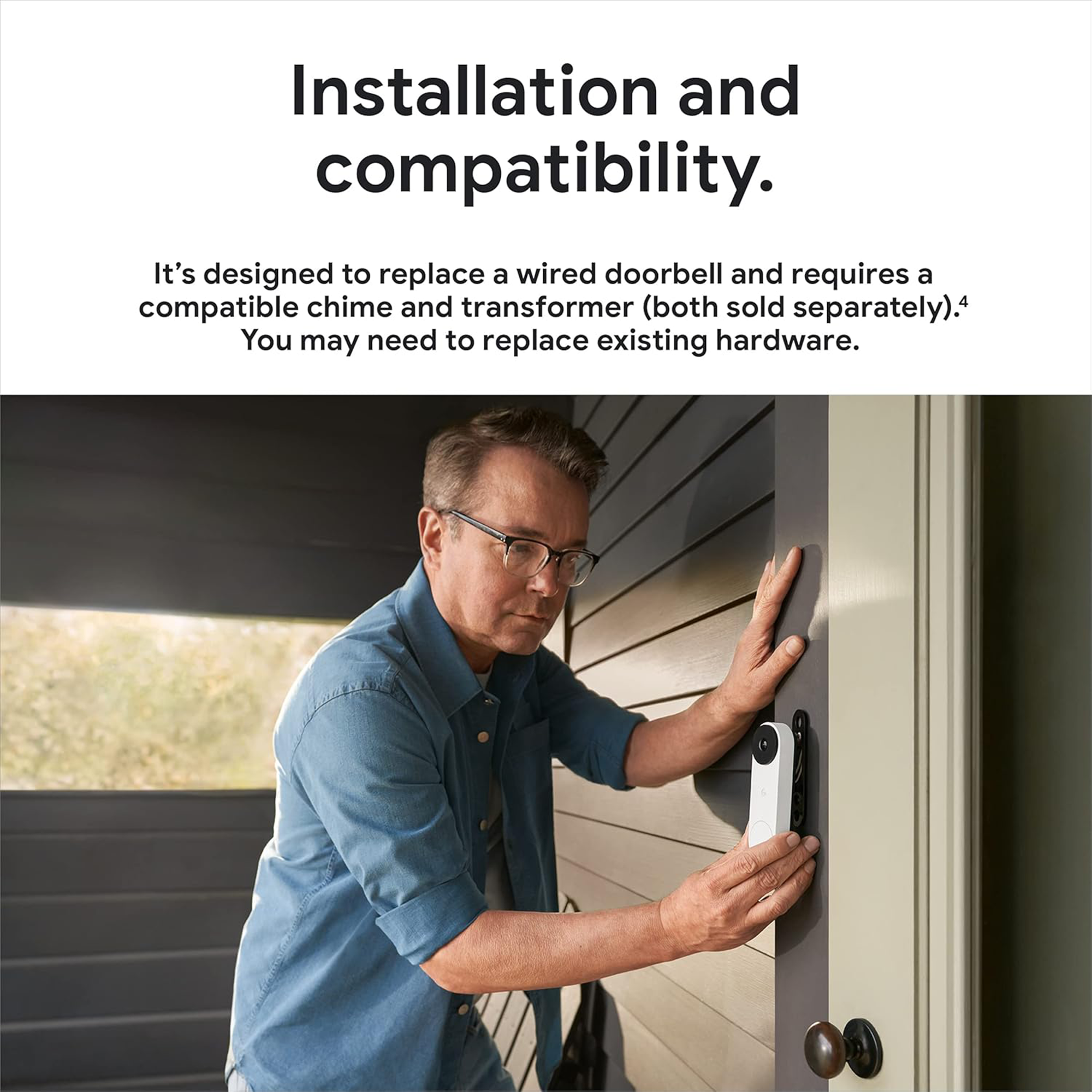 Google Nest Doorbell Wired (2nd gen) - Hardwired video doorbell with Wi-Fi® and two-way talk (Snow)
