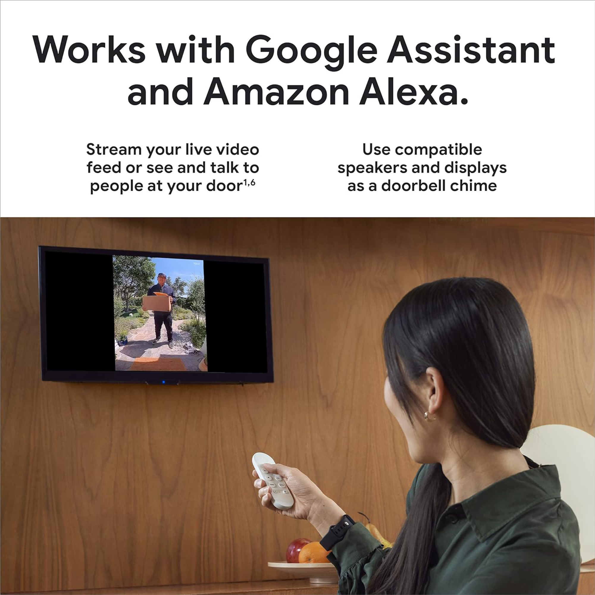Google Nest Doorbell Wired (2nd gen) - Hardwired video doorbell with Wi-Fi® and two-way talk (Linen)