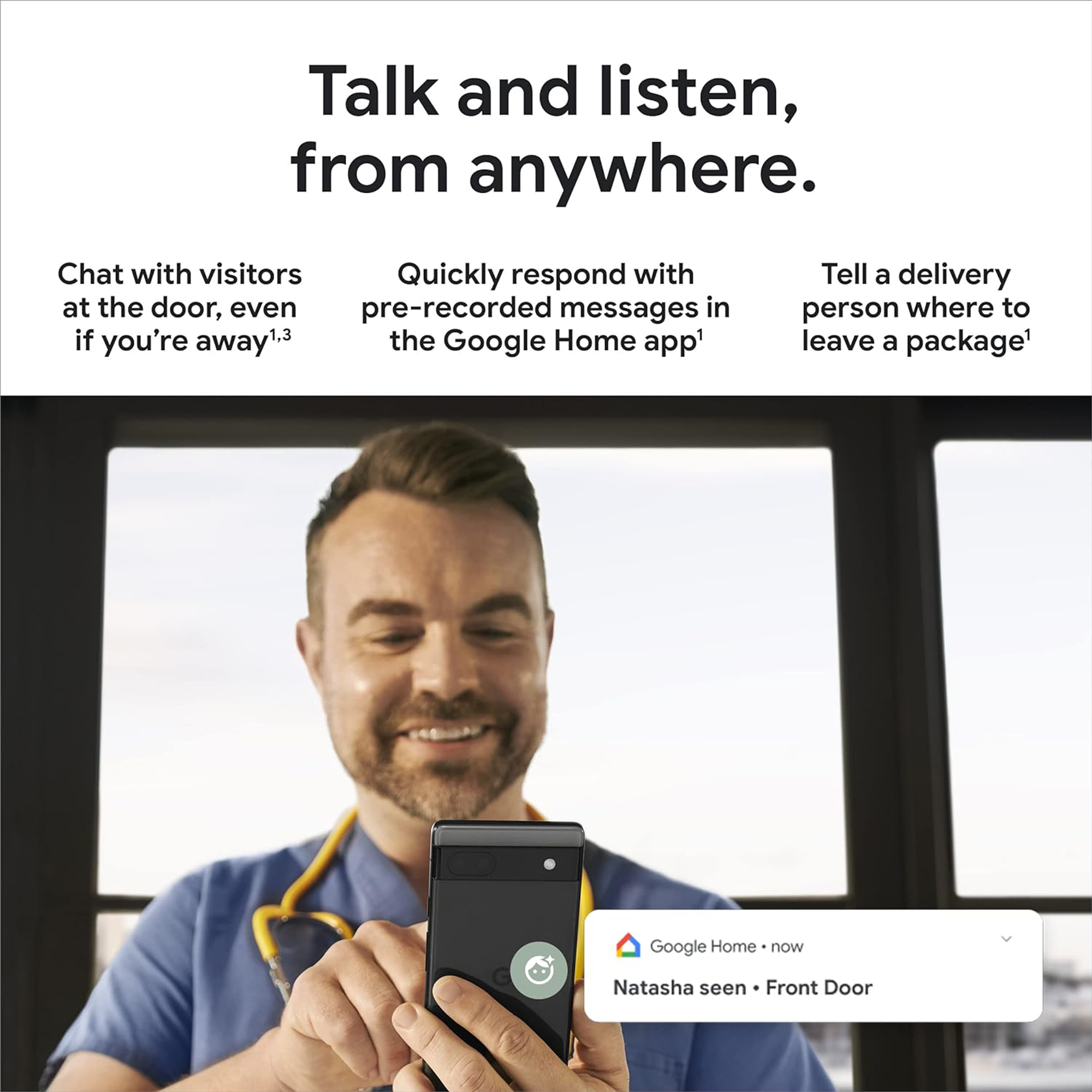Google Nest Doorbell Wired (2nd gen) - Hardwired video doorbell with Wi-Fi® and two-way talk (Linen)