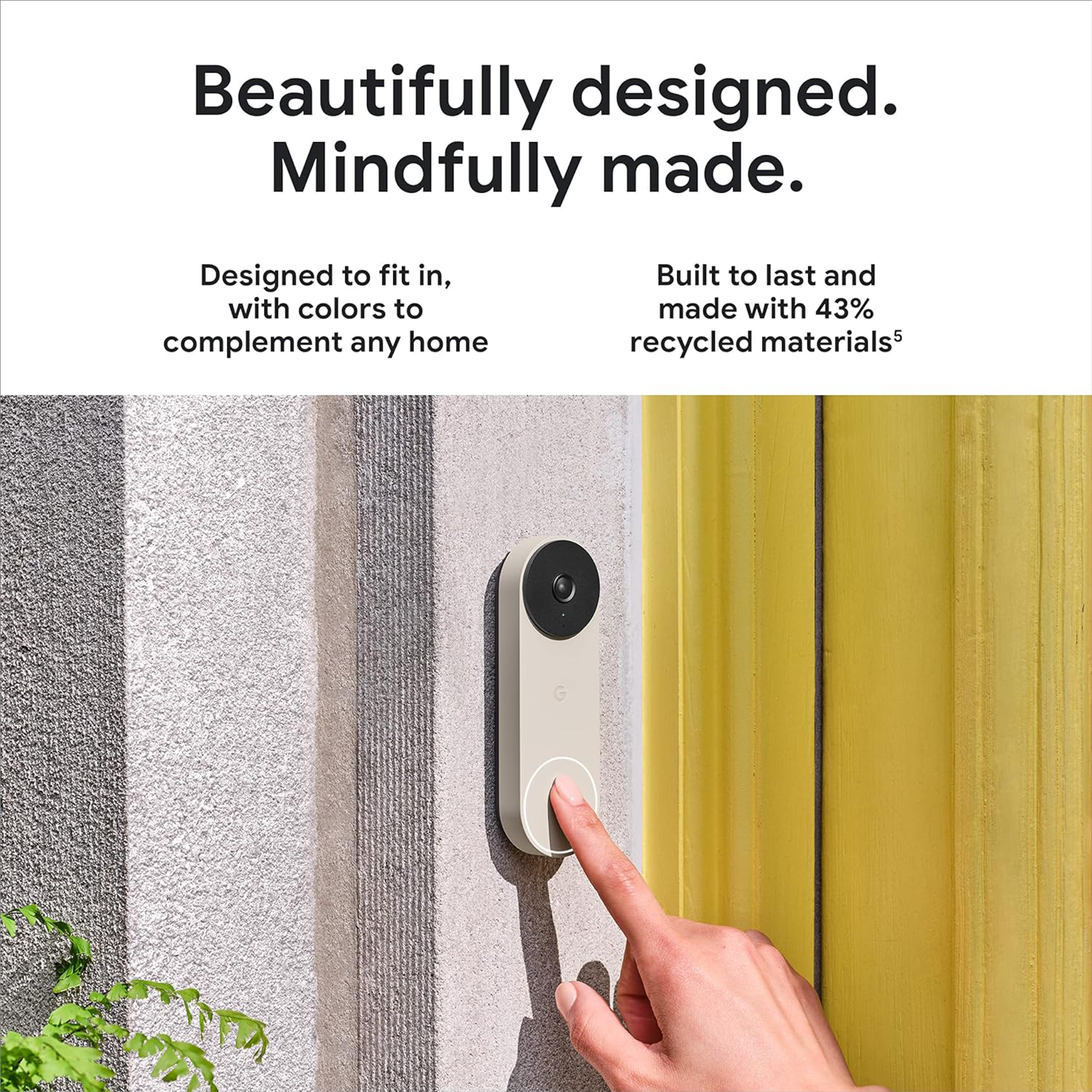 Google Nest Doorbell Wired (2nd gen) - Hardwired video doorbell with Wi-Fi® and two-way talk (Linen)
