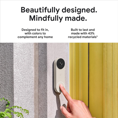 Google Nest Doorbell Wired (2nd gen) - Hardwired video doorbell with Wi-Fi® and two-way talk (Linen)
