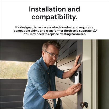 Google Nest Doorbell Wired (2nd gen) - Hardwired video doorbell with Wi-Fi® and two-way talk (Linen)