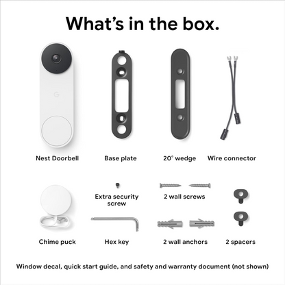 Google Nest Doorbell Wired (2nd gen) - Hardwired video doorbell with Wi-Fi® and two-way talk (Linen)