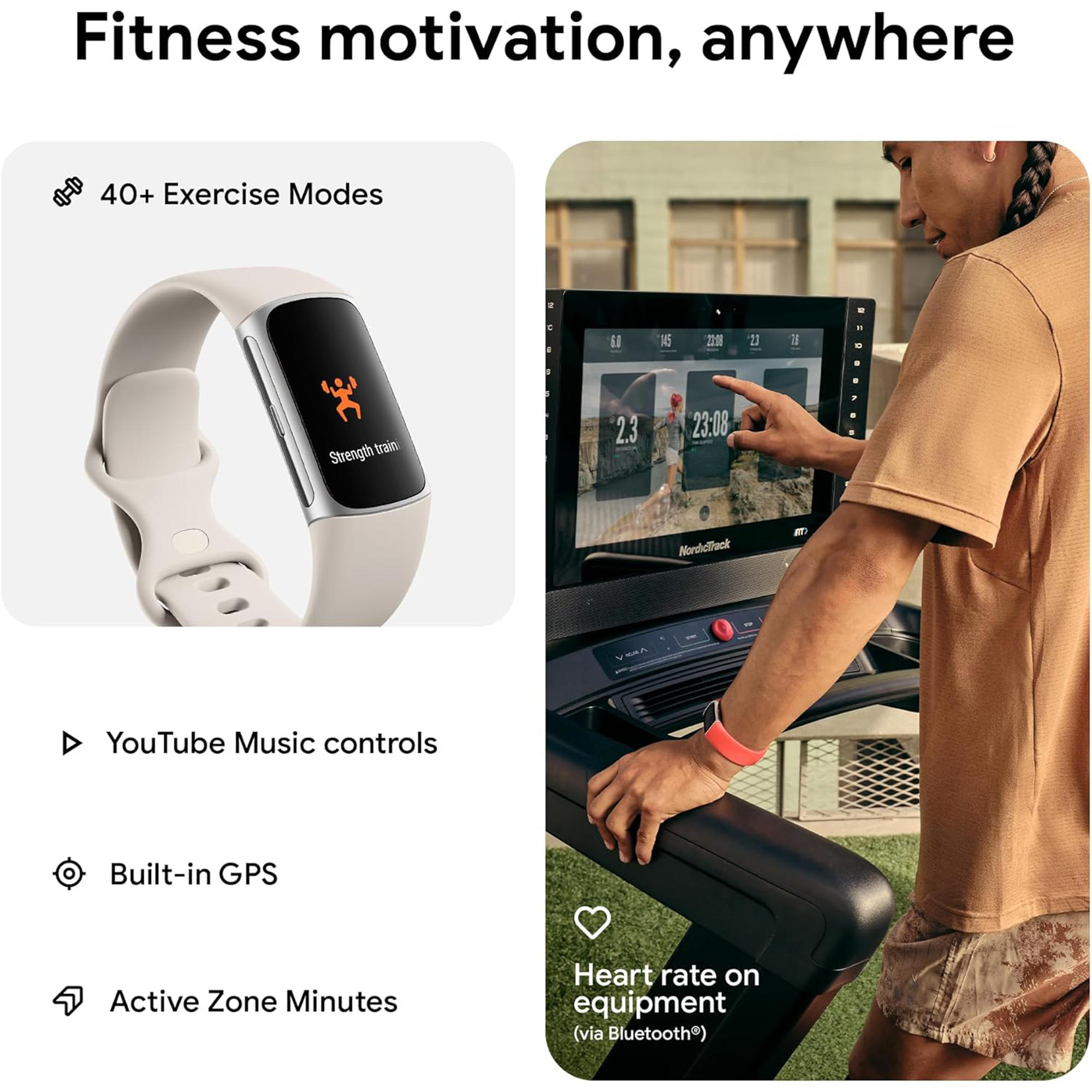 FITBIT Charge 6 Fitness Tracker - Porcelain Silicone Strap Universal