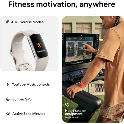 FITBIT Charge 6 Fitness Tracker - Porcelain Silicone Strap Universal