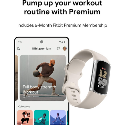 FITBIT Charge 6 Fitness Tracker - Porcelain Silicone Strap Universal