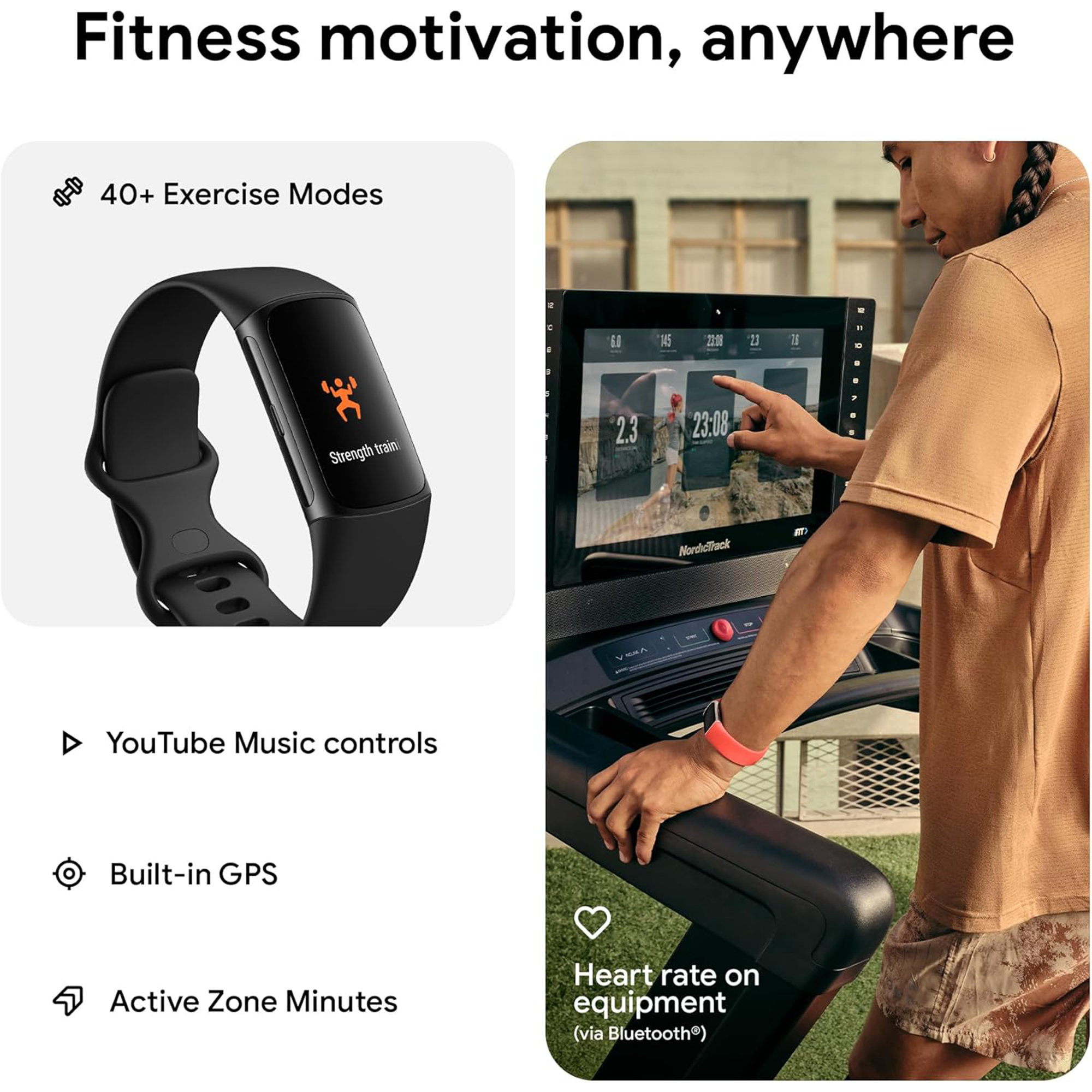 FITBIT Charge 6 Fitness Tracker - Obsidian Silicone Strap Universal