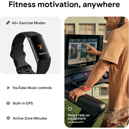 FITBIT Charge 6 Fitness Tracker - Obsidian Silicone Strap Universal