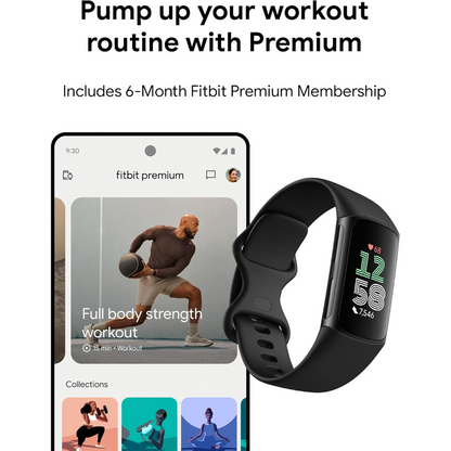 FITBIT Charge 6 Fitness Tracker - Obsidian Silicone Strap Universal