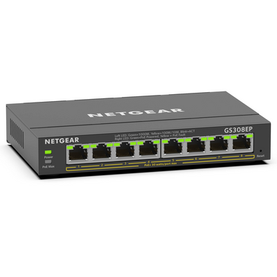 Netgear GS308EP 8-Port Gigabit PoE+ Compliant Managed Switch - GS308EP-100NAS