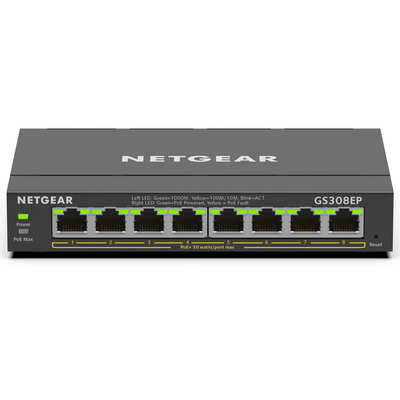 Netgear GS308EP 8-Port Gigabit PoE+ Compliant Managed Switch - GS308EP-100NAS