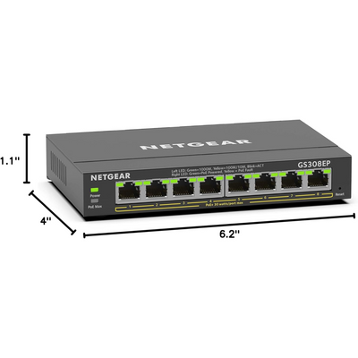Netgear GS308EP 8-Port Gigabit PoE+ Compliant Managed Switch - GS308EP-100NAS