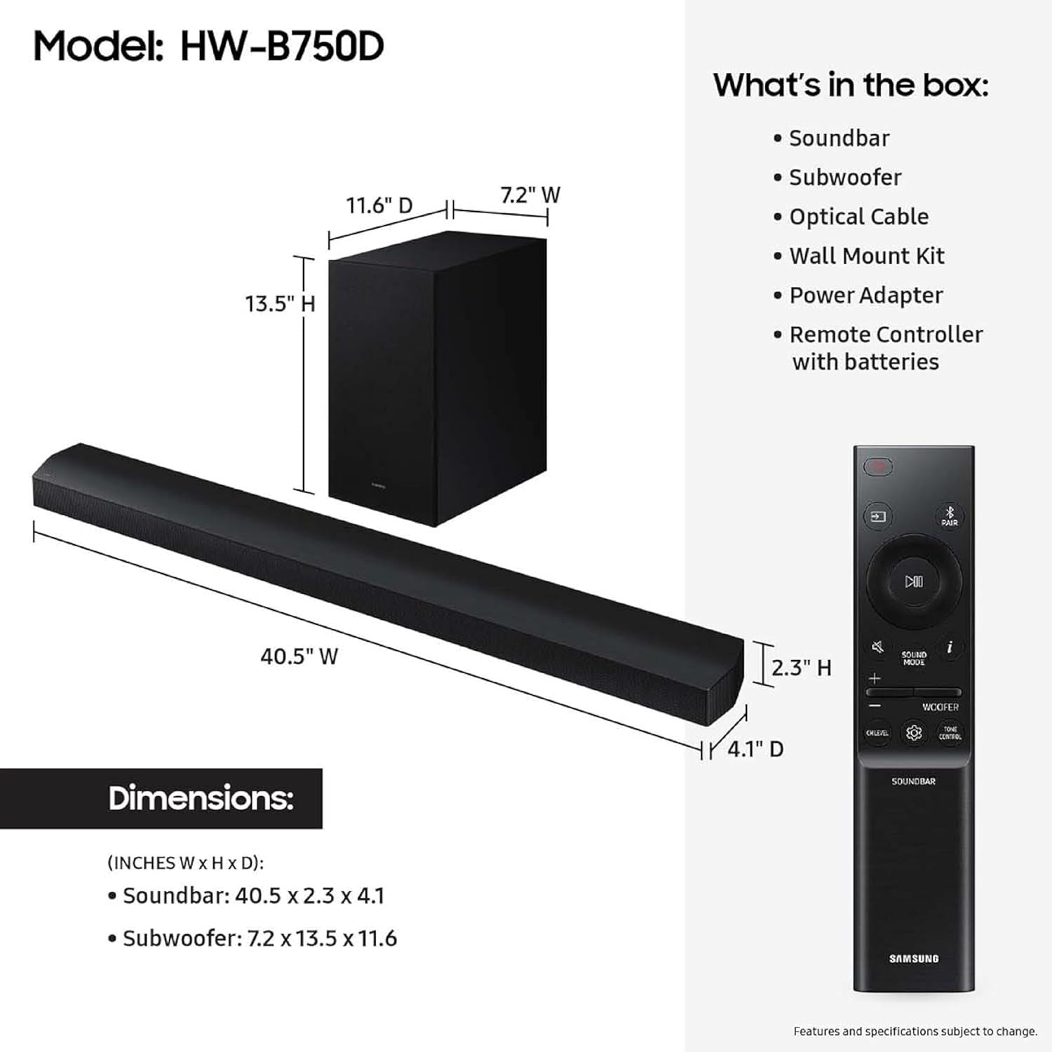 Samsung B Series HW-B750F 5.1-Channel Soundbar System
