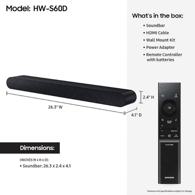 Samsung Soundbar Q-Series 5.0 Channel Dolby Atmos with Q-Symphony - HW-S60D/ZA