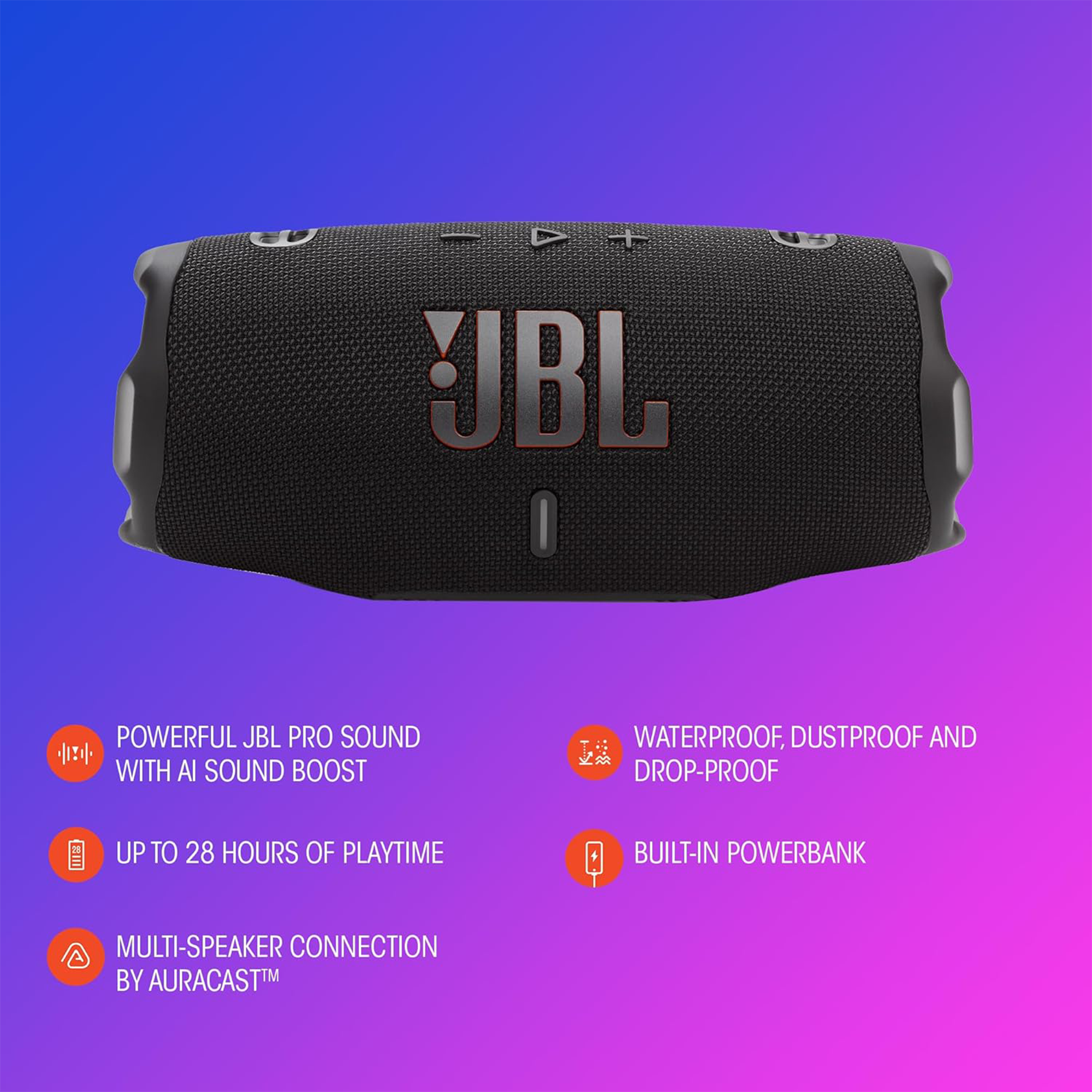 JBL Charge 6 Portable Bluetooth Speaker (Blue)