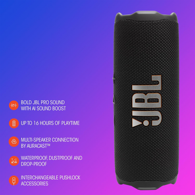 JBL Flip 7 Portable Waterproof Bluetooth Speaker (Black)