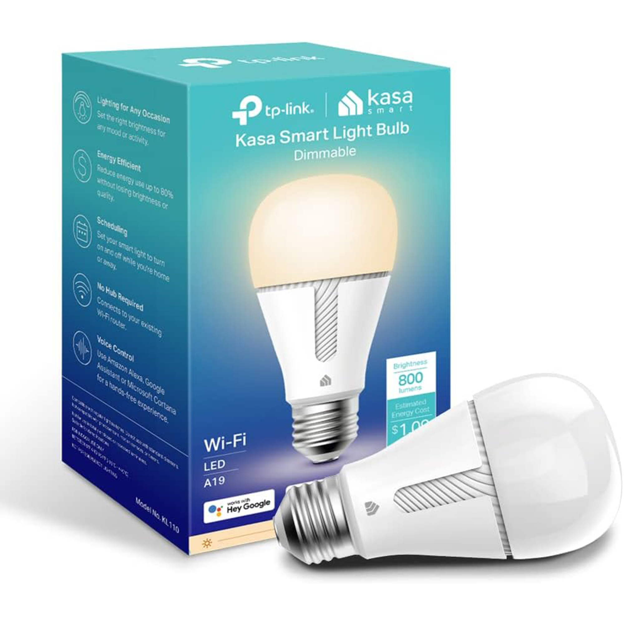 TP-Link KL110 Kasa Smart Light Bulb – Soft White (2700K) - A19 E26