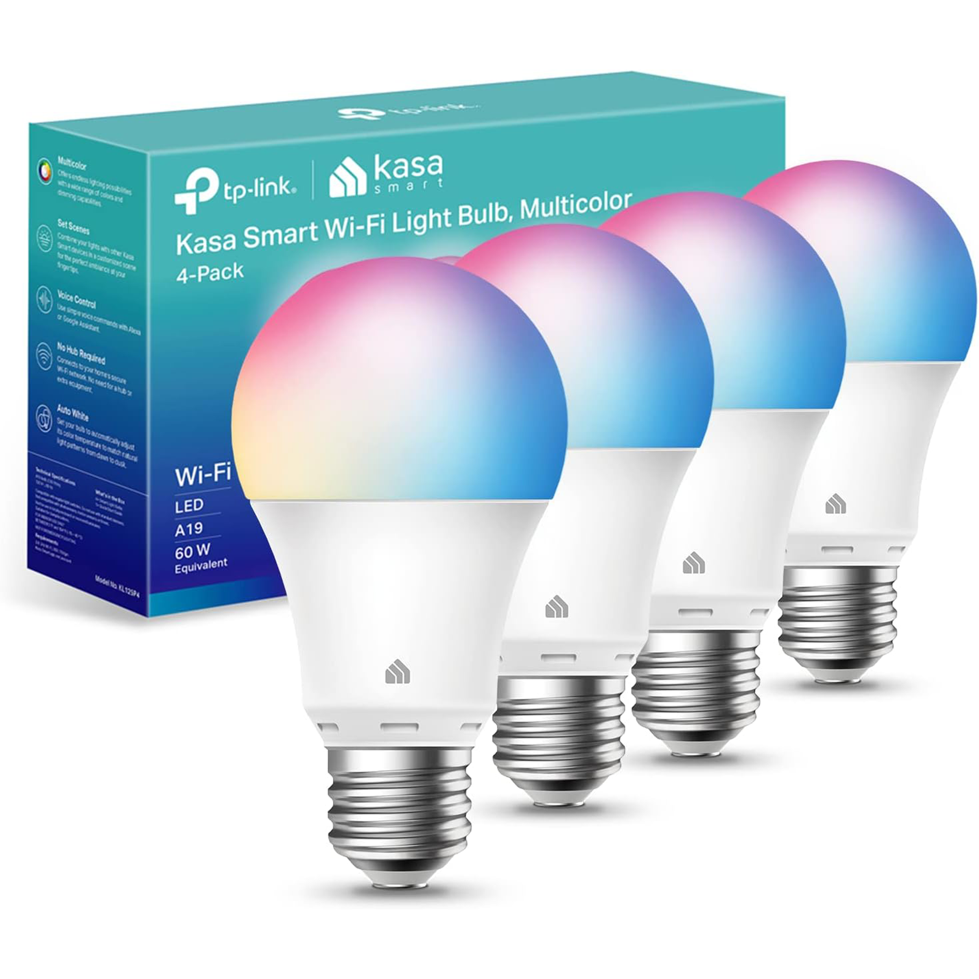 TP-Link KL125 Kasa Smart Wi-Fi Light Bulb (Multicolor, 4-Pack)