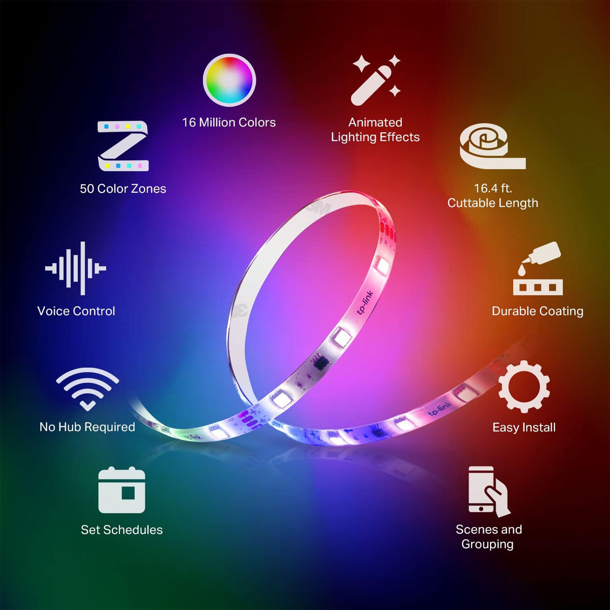 TP‑Link Kasa Smart LED Light Strip KL420L5 – 16.4′ RGBIC (Matter)