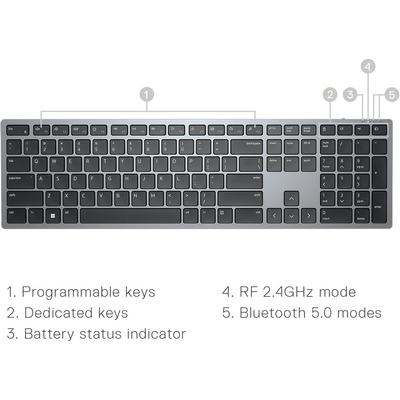 Dell Premier Multi-Device Wireless Keyboard and Mouse - KM7321WGY-US (Gray)