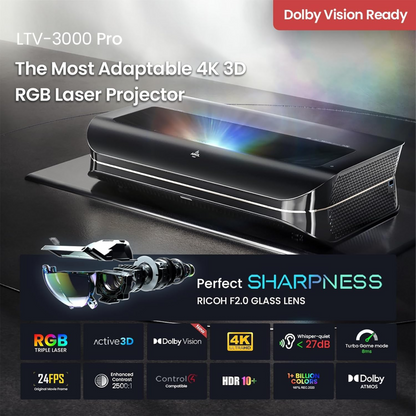 AWOL Vision LTV-3000 Pro 2000-Lumen XPR 4K 3D RGB Laser Projector