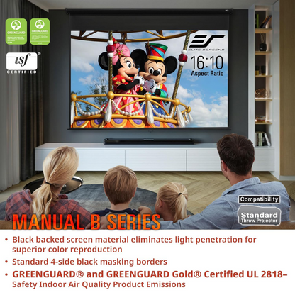 Elite Screens Manual B Series 100" Projection Screen - White