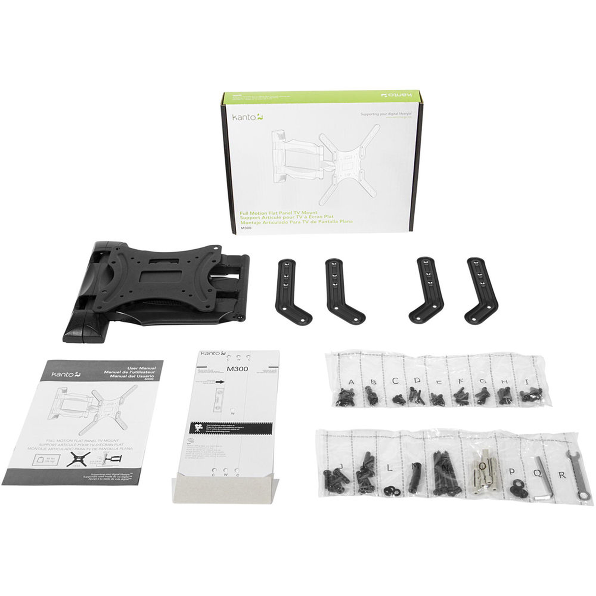 Kanto Living M300 Full Motion Wall Mount for 26 to 55" Displays (Black)