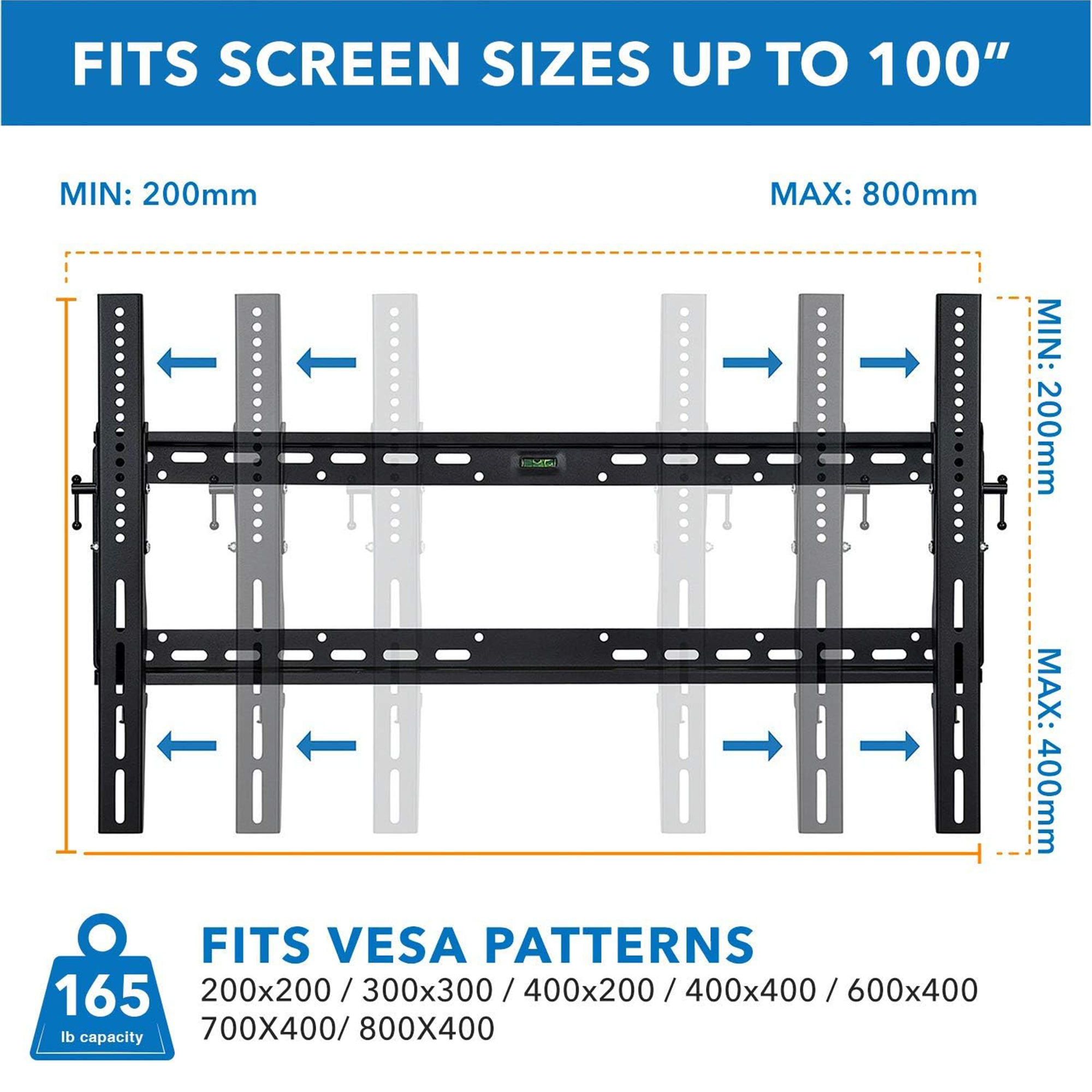 Mount-It! MI-1121L Tilting Wall Mount for 37 to 100" TVs