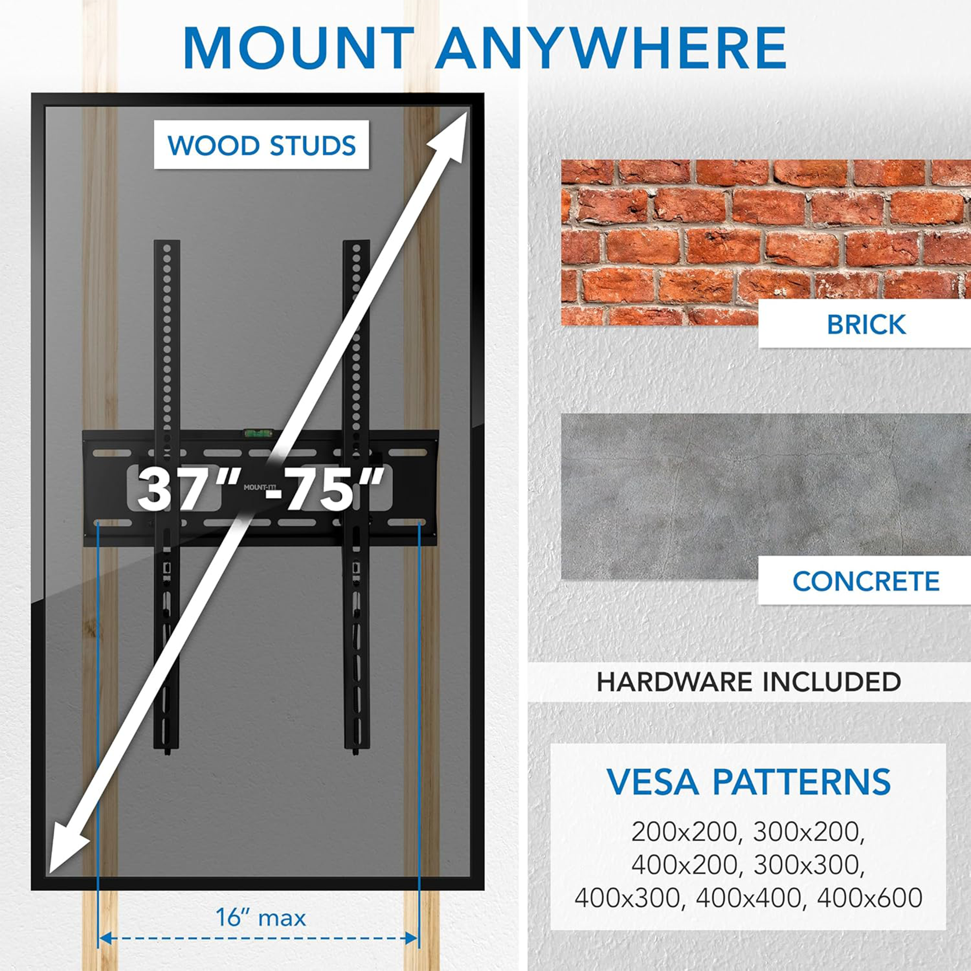 Mount-It! MI-1377 Portrait TV Wall Mount for 37 to 75" Displays