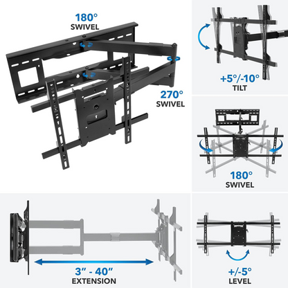 Mount-It! MI-372 Full Motion Wall Mount for 42 to 80" Displays