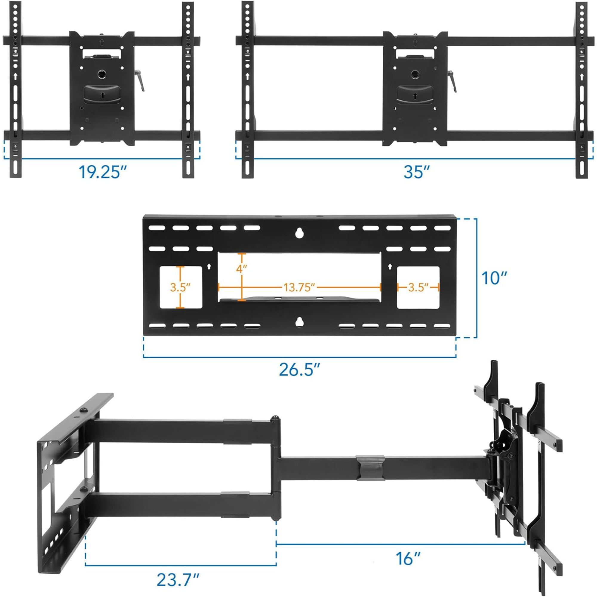 Mount-It! MI-372 Full Motion Wall Mount for 42 to 80" Displays