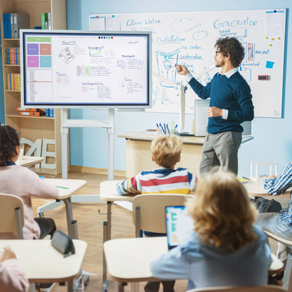 Mount-It! MI-8001 Interactive Display Stand & Mobile TV Flip Cart with Shelf (White)