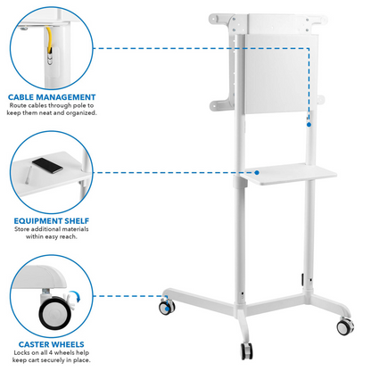 Mount-It! MI-8001 Interactive Display Stand & Mobile TV Flip Cart with Shelf (White)