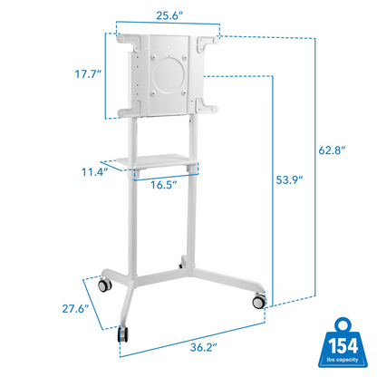 Mount-It! MI-8001 Interactive Display Stand & Mobile TV Flip Cart with Shelf (White)