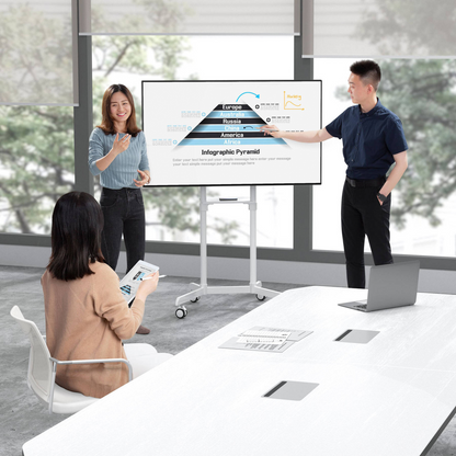 Mount-It! MI-8001 Interactive Display Stand & Mobile TV Flip Cart with Shelf (White)