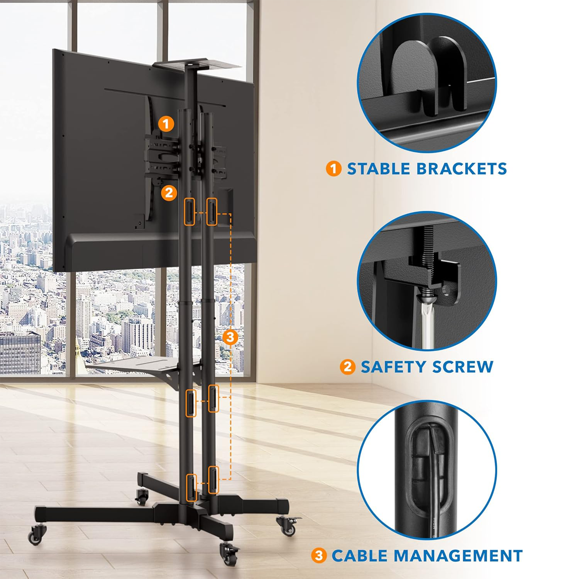 Mount-It! MI-876 Adjustable Mobile TV Cart