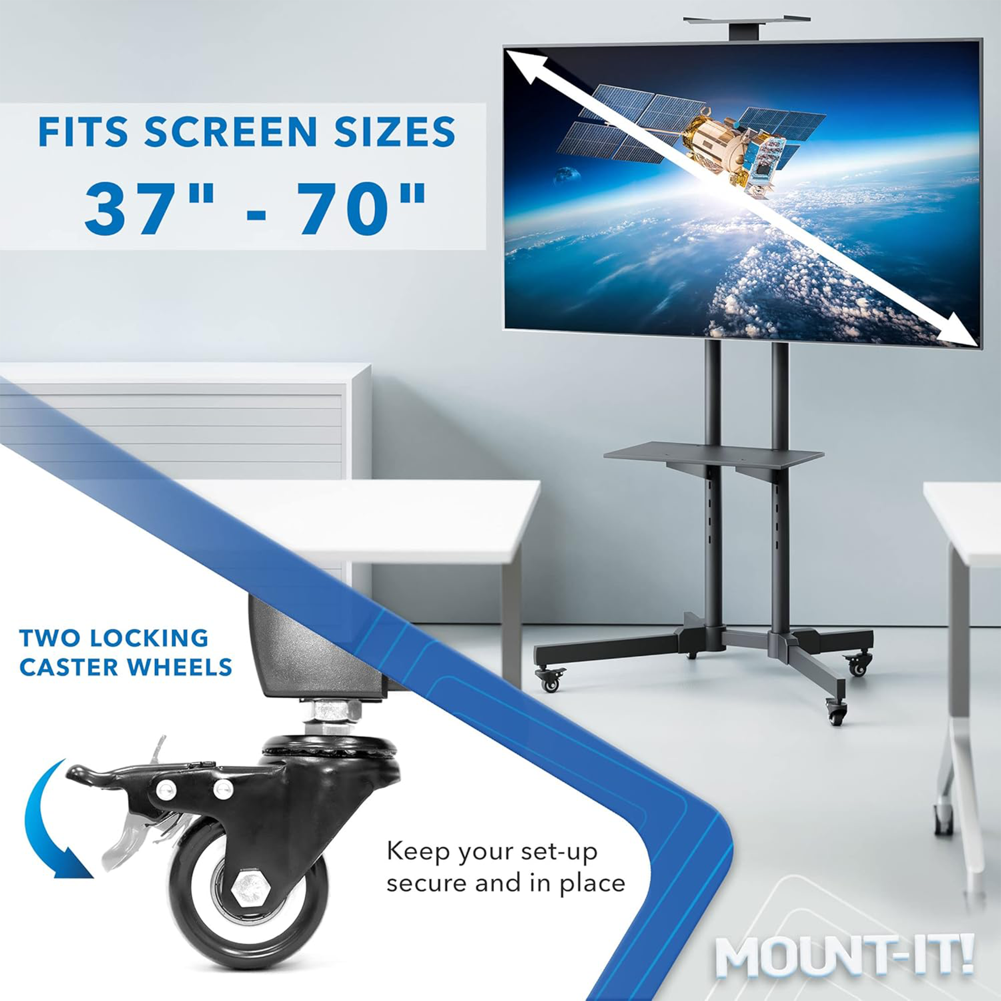 Mount-It! MI-876 Adjustable Mobile TV Cart