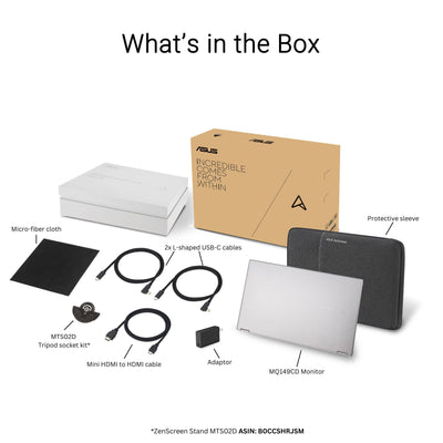 ASUS ZenScreen Duo MQ149CD OLED 14" HDR Portable Monitor