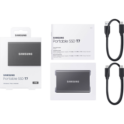 Samsung 1TB T7 Portable SSD (Titan Gray) - MU-PC1T0T/AM