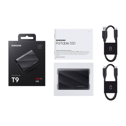 Samsung T9 Portable 4TB SSD USB 3.2 Gen2x2 USB-C (Black)