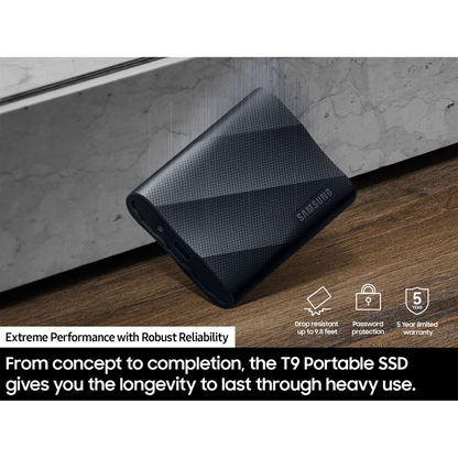 Samsung T9 Portable 4TB SSD USB 3.2 Gen2x2 USB-C (Black)