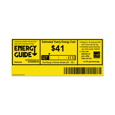 LG OLED AI B5 65" 4K HDR Smart TV - OLED65B5PUA