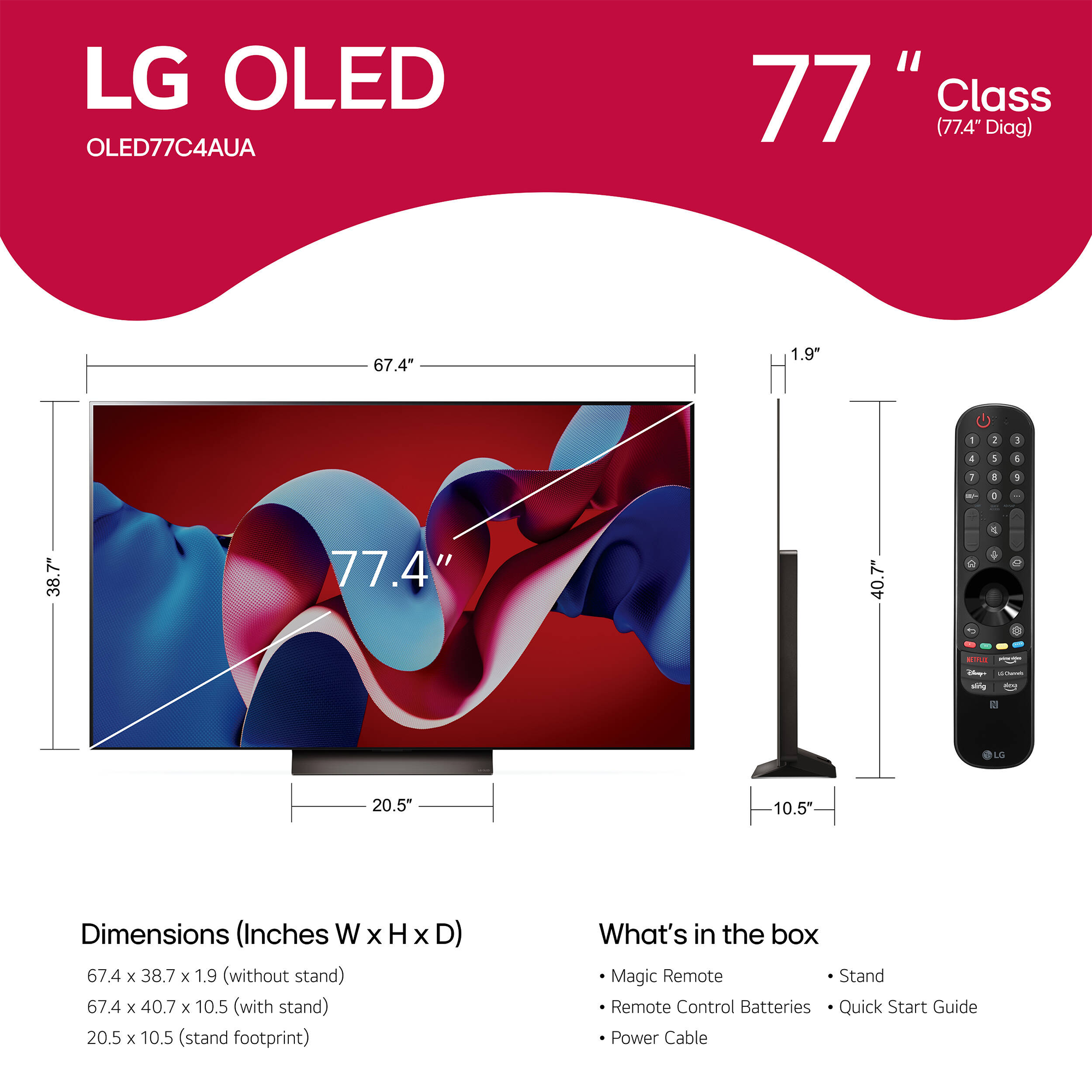 LG 77" OLED Evo C4 Series 4K HDR Smart TV with webOS