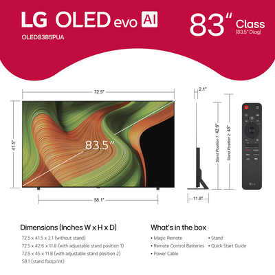 LG OLED AI B5 83" 4K HDR Smart TV - OLED83B5PUA