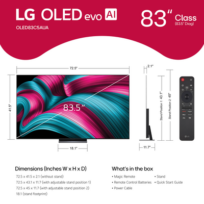 LG OLED evo AI C5 4K 83-Inch Smart TV - OLED83C5PUA