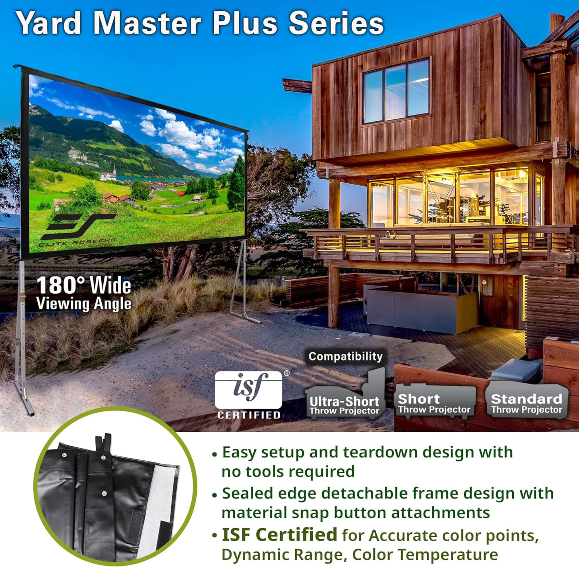 Elite Screens Yard Master Plus Series OMS145H2PLUS 145" Portable Indoor/Outdoor Folding Frame Projection Screen