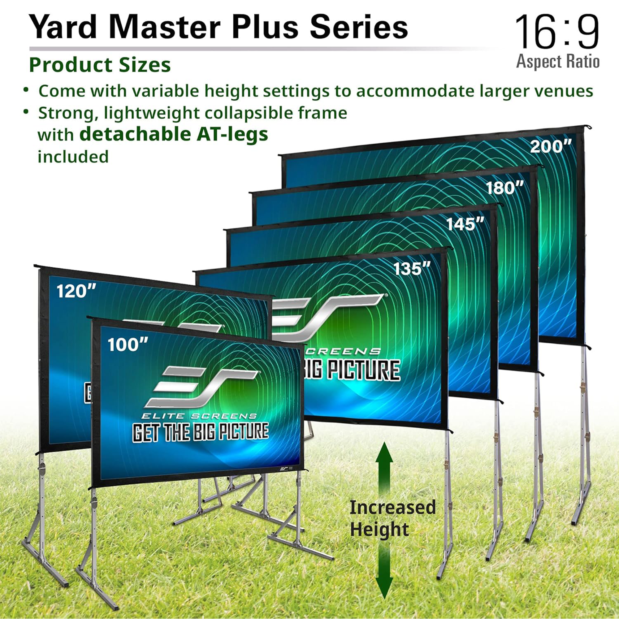 Elite Screens Yard Master Plus Series OMS145H2PLUS 145" Portable Indoor/Outdoor Folding Frame Projection Screen