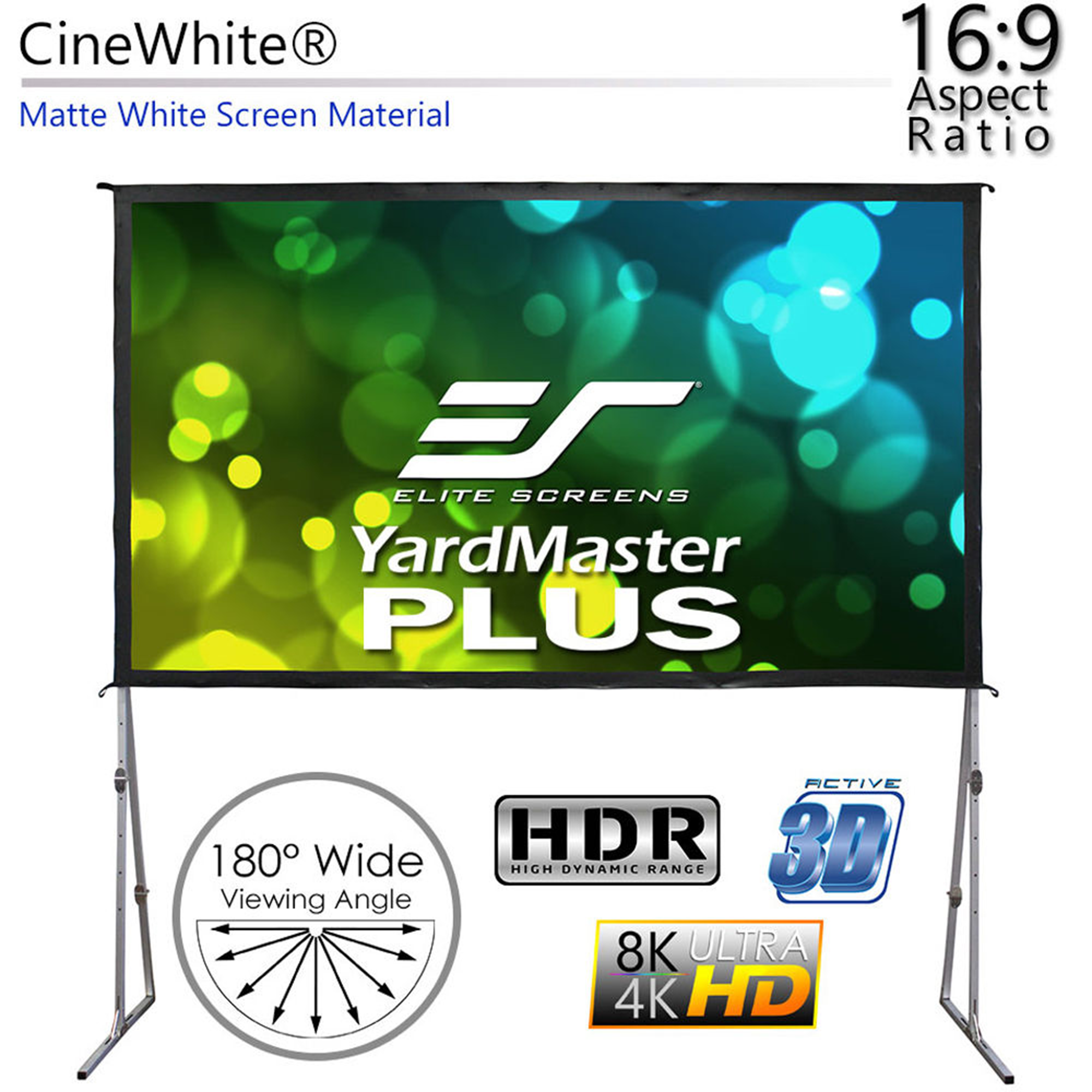 Elite Screens Yard Master Plus Series OMS145H2PLUS 145" Portable Indoor/Outdoor Folding Frame Projection Screen